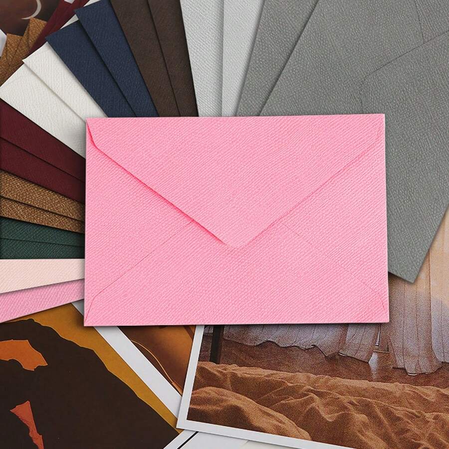 16pcs Multicolor Linen Texture Gift Envelopes With Letter Paper And Wax Seal, Vintage Invitation Envelopes For Cards And Wedding Invitation - A - View 1