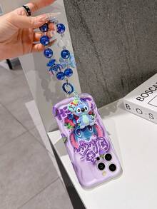 Disney Has Authorized, Phone Case - Chain Set, The Stitch Lilo & Stitch 3D Phone Case Plus A Silicone 3D Stitch Bracelet With Metallic Ring Removable Bracelet, Stitch And Angel Pattern, Compatible With Iphone17/16/15/14/13/12/11/XS/XR/X Plus Pro Max, A Stylish Cartoon Phone Case, The Perfect Gift Choice, Phone Protection, Durable Phone Cover, Great Gift For Friends And Family. - 白色 - 查看 5