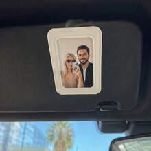 Vertical Car Sun Visor Leather Photo Frame Clip (Suitable For Paper), Sun Visor Clip, Personalized DIY Photo, Car Decor, Car Photo, Couple Gift, Wallet Photo Clip, Family Pet Memorial Photo Frame, Clip-On Style - White [suitable for  Photo Paper Without Cutting] - View 5