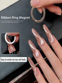 LYTTOA Ribbon Ring Cat Eye Magnet, 28mm Silver Nail Art Tool For Perfect Ribbon Cat Eye Effect - Multicolor - View 2