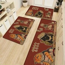 1 buah, Dekorasi Rumah, Motif Kucing Koki, Karpet Dapur Linen, Alas Dapur, Alas Lantai, Alas Kamar Mandi, Alas Pintu, Cetakan 3D Persegi Panjang, Cocok Untuk Ruang Tamu, Kamar Tidur, Lorong, Kamar Mandi, Ruang Cuci - Karpet Poliester, Cocok Untuk Dekorasi Rumah Dalam dan Luar Ruangan - MultiWarna - View 5
