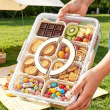 Caja Bento Dividida para Picnic y Camping al Aire Libre, Contenedor de Almacenamiento Hermético y Transparente para Frutas en Refrigerador, Caja para Condimentos y Especias, Caja de Almacenamiento Dividida Hermética para Cocina, Caja a Prueba de Humedad para Conservar Frescura - Ver 1