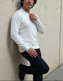 Men's Winter Sweater | Men's Knit Sweater | Wool Knit Pullover Winter Long Sleeve V-Neck Men's Knit V-Neck Long Sleeve Fitted Basic Comfortable | V-Neck Sweater - 離開 - 查看 8