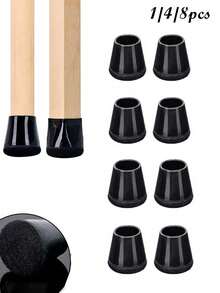 4/8pcs Black Round Silicone Chair Leg Floor Protectors,Scratch Resistant, Noise Reducing, Durable With 360° Full Wrap Felt Base For Enhanced Floor Protection,Thickened Design, Easy To Clean, Chair Leg Floor Protectors,Furniture Protection,1pc - Multicolor - View 2