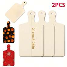 8pcs/4pcs/2pcs (21x11.8cm/8.26x4.64in) Wooden Mini Rectangular Paddle-Shaped Tray Boards With Hollow Design, 2mm/0.08in Thick, Suitable For DIY Thanksgiving, Christmas Home Decor - A - View 1