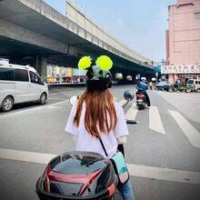 摩托車安全帽裝飾可愛同款安全帽編髮帽飾頭飾配件 - 醜萌小辮螢光黃2個 (不含安全帽) - 查看 2