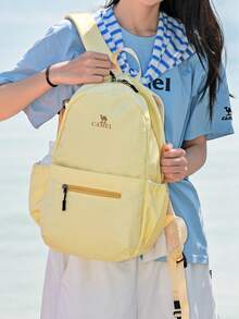 CAMEL CROWN Foldable Large Capacity Travel Backpack, Short Trip Fitness Storage Bag - Creamy Yellow - View 7