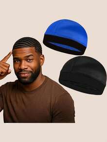 2pcs Men's Premium Wave Caps, Suitable For 360, 540, 720 Wave Hairstyles, Good Compression Caps, Can Be Worn Over Durag - A - View 13
