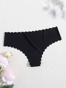 5 chiếc/gói quần lót dây không đường may dành cho nữ, đồ lót gợi cảm, thoáng khí, thoải mái, màu đen, cạp thấp. - màu đen - Xem 10