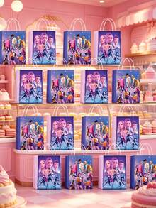 12入卡通動漫主題 K-Pop DemonHunters 圖案禮品袋，動漫角色圖案周邊節日糖果袋，適合生日派對、主題派對禮物包裝袋 - 彩色 - 查看 1