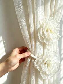 1 Stück/4 Stück elegante französische Blumen-Vorhanghalter, romantische große Rosen-Stoffblumen-Vorhangklammern, handgefertigtes dekoratives Vorhangzubehör, geeignet für Wohnzimmer und Schlafzimmer - Verschiedenfarbig - Übersicht 4