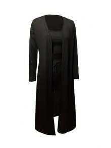 Solid Three-Piece Suit With Dual Use And Perforated Details - 黑色 - 查看 4