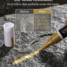 Gold Tombstone Marker Pen | Restore Faded Text On Tombstones And Granite Surfaces, Quick-Drying Oil-Based Fine Tip, For Cemetery Maintenance And Marble Tile Color Repair, Specifically Designed For Cemetery Maintenance And Inscription Repair - A - View 2