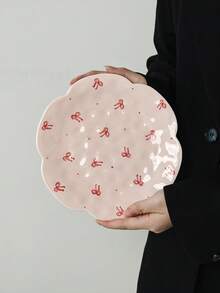 1件 Ins風粉色蝴蝶結陶瓷盤,手繪釉下花卉邊緣盤,居家早餐麵包盤,西式晚餐盤,牛排義大利麵盤,水果沙拉盤,甜點蛋糕盤,節日禮物,送給家人與朋友的禮物 - 彩色 - 查看 15