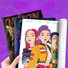 1pc K-Pop Adult Stress Relief Coloring Book, Cute Anime Character Line Art Tracing Book, Office Break And Daily Leisure Relaxation Art Book - Multicolor - View 7