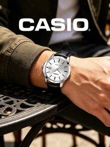 Casio MTP-V004L-7A 男士經典腕錶，銀色錶盤搭配黑色皮革錶帶，時尚商務手錶，適合日常配戴與送禮 - 均碼 - 查看 4