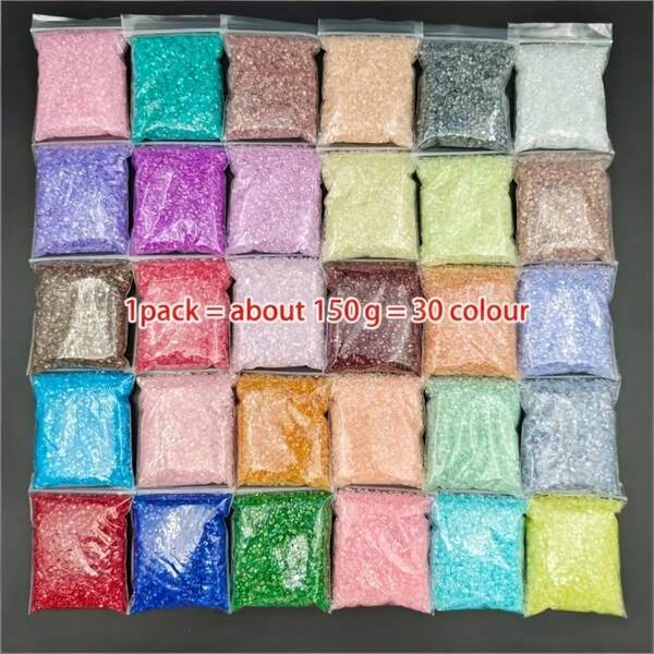 150g/30 Colores Fragmentos de Vidrio Brillante Asimétricos 2-4mm Material de Relleno para Resina Epoxi Joyería Jarrón Paisaje Accesorios para Manualidades DIY Hechas a Mano Hogar Navidad