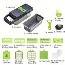 16-In-1 Kitchen Tool For Preparing Salads, Fruits And Vegetables, Including Peeler, Cutter, Slicer, Dicer And Chopper - View 2