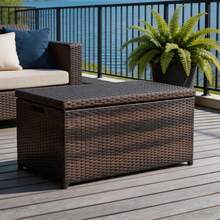 Outdoor Deck Box Storage Container - 70 Gallon, Wicker, Waterproof, For Patio - A - View 5