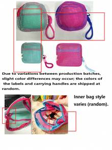Bolsa de maquillaje de malla de dopamina con cordón (color aleatorio), bolsa portátil y transpirable para almacenamiento de cosméticos y lápiz labial, esencial para viajes - Multicolor - Ver 9