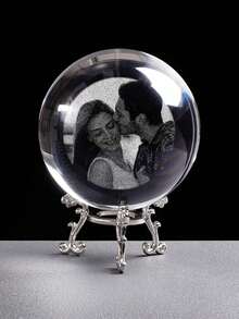 1pc Customized Photo Crystal Ball, 3D Laser Engraved Glass Ball. Personalized Photo Decoration, Suitable For Home, Couples, Friends And Pets Cute Keepsake. Exquisite Home And Office Decor, Also Suitable For Pet Memorial. Perfect Choice For Wedding, Graduation Gifts - Multicolor - View 5