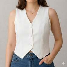 Women's Tailored Vest - White - View 2