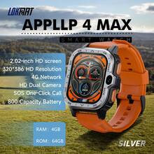LOKMAT APPLLP 4 MAX 智能手表,配备 2.02 英寸高清显示屏、高清双摄像头,兼容安卓和 iOS 系统,支持 2G/3G/4G/5G SIM 卡,支持独立通话、移动数据、Wi-Fi、APP 通知、提醒、第三方应用下载,运行安卓系统。 - 查看 2