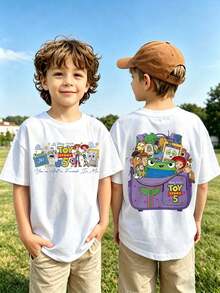 Disney Licensed Children's Printed T-Shirt With  Toy Story 5 Print, Suitable For Boys And Girls - 白色 - 查看 2