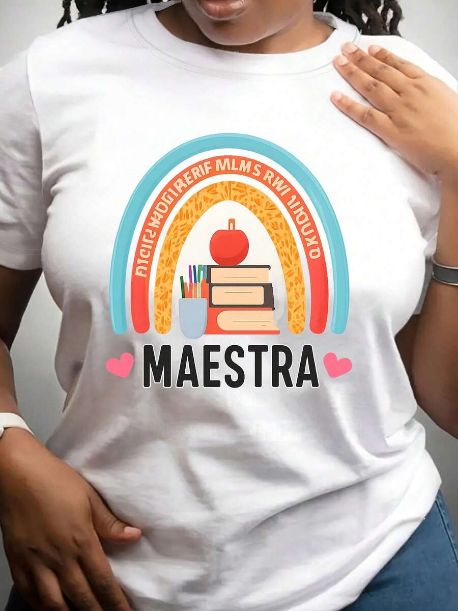 Women's Printed T-Shirt, Lightweight, Breathable, Comfortable, And Versatile. 100% Cotton, Cool And Airy, Machine Washable. Stylish Summer Wear With A Modern, Urban Feel. - 白色 - 查看 1