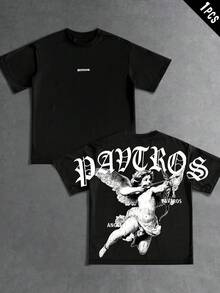 Men's Minimalist Printed Round Neck Short Sleeve T-Shirt Men's Graphic Tee Graphic Tees Chicano Shirts Rapper Graphic Tees - Black - View 1