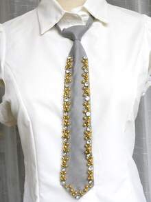 1 pieza Corbata con pedrería multicolor, accesorio para actuaciones en el escenario, corbata preanudada unisex - Multicolor - Ver 6