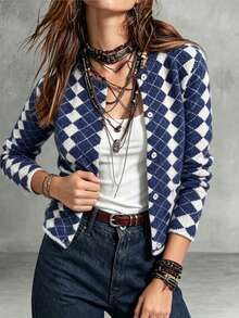 Bohemian Style Spring/Autumn New Women's Knit Cardigan Sweater, Preppy Vacation Elegant Casual Top - Blue - View 10