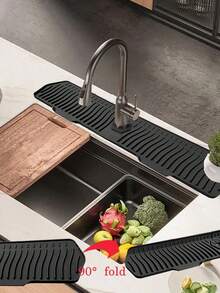 3/2/1 pièce Garde-éclaboussures d'évier classique en silicone avec ventouses, imperméable et anti-éclaboussures, convient pour les éviers de cuisine et de laboratoire, les bacs de lavage de vaisselle et les cuves de lavage de vaisselle, matériau durable, plusieurs couleurs disponibles, facile à installer, empêche les éclaboussures d'eau et protège les comptoirs, idéal pour un usage domestique et professionnel. Protection du comptoir | Design classique | Silicone flexible - Couleur unie - Voir 2