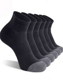 1/3/6 Pairs Men's Black Sports Socks, Moisture Wicking For Tennis, Badminton, Running, Basketball, Unisex Socks, Fall - Multicolor - View 1