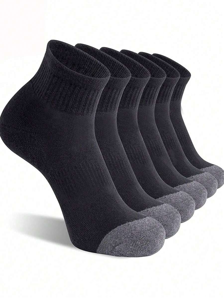 1/3/6 Pairs Men's Black Sports Socks, Moisture Wicking For Tennis, Badminton, Running, Basketball, Unisex Socks, Fall - Multicolor - View 1