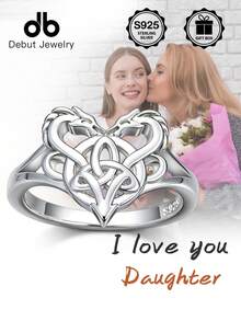 1 pieza Anillo de Plata de Ley 925 con Doble Dragón Guardián Celta, Anillo Trenzado con Nudo Celta Vintage, Unisex, Adecuado para Uso Diario, Anillo de Moda Personalizado, Regalo Perfecto para el Día de San Valentín, Día de la Madre, Festival de Música, Viene con Caja de Regalo - Dragones Gemelos Celtas - Ver 9