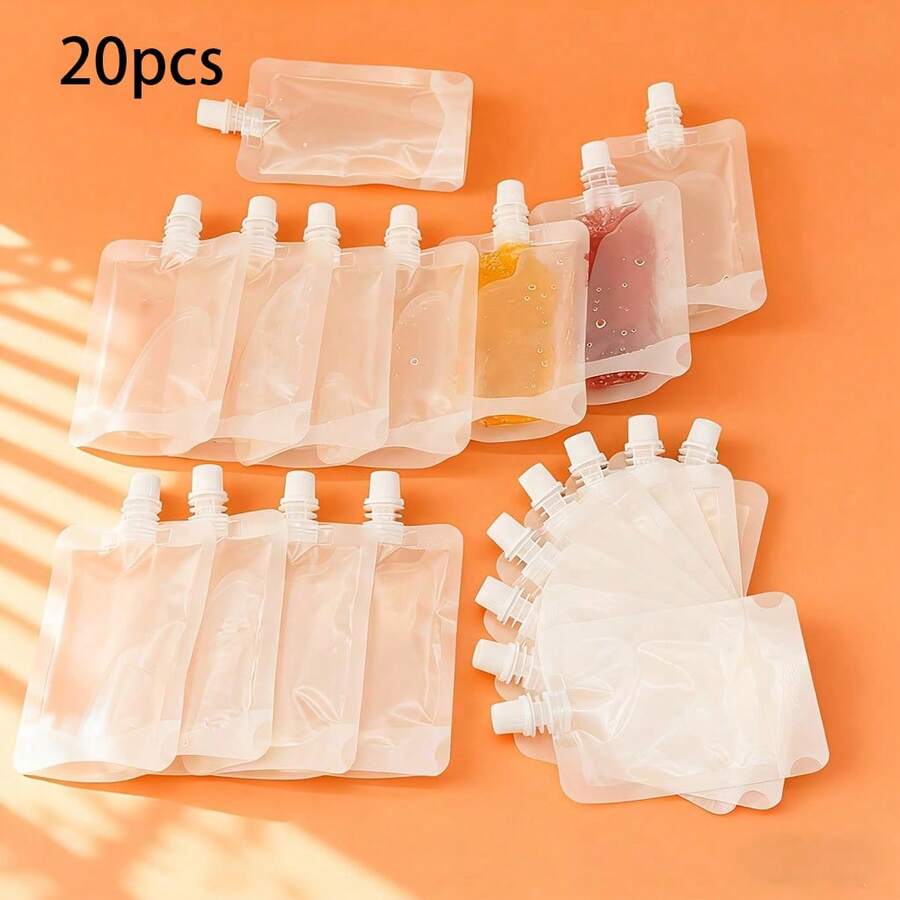 20个可重复使用的透明挤压袋,简单易用,便携,方形设计,适用于洗漱用品、化妆品和护肤品 - 彩色 - 查看 1