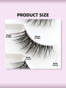 10 Pairs Half Eye Faux Mink Lashes With Invisible Transparent Stem, 3D Curly Cute Short Eyelashes, Suitable For Small Eyes Girls Daily Natural Lash Extension - 黑色 - 查看 5