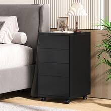 Mobile Filing Cabinet With 4 Drawers, Under Desk Filing Cabinet With Wheels, Office Cabinet For Home And Office, White/Black, 33 X 39 X 63.5 Cm - 黑色 - 查看 5