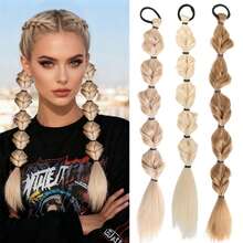 20 Inch Synthetic Hair Extensions Double Ponytail, Suitable For Creating Feminine Looks. Made Of Synthetic Fiber, Heat Resistant, Can Be Used For Daily Wear Or Special Occasion Styling. Includes Two Double Ponytail Styles., Halloween - Multicolor - View 3