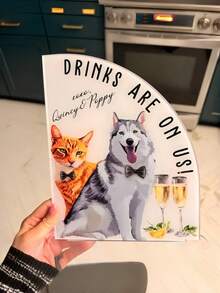 Custom Acrylic Cat/Dog Portrait "My Treat" Tag, Pet Lover And Wedding Gift, Suitable For Party And Bar Decor, Wedding Favors - Multicolor - View 4