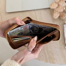Lychee Texture Japanese Niche Zipper Bi-Fold Wallet Coin Purse Multi-Functional Coin Storage Bag - Multicolor - View 6