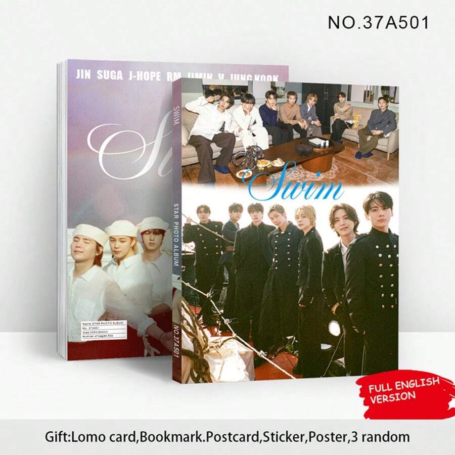 K-Pop B/TS Swim Star 全英文版相簿專輯,附贈 Lomo 卡、書籤、明信片、貼紙、海報,ARMY 粉絲收藏禮品 - 彩色 - 查看 1