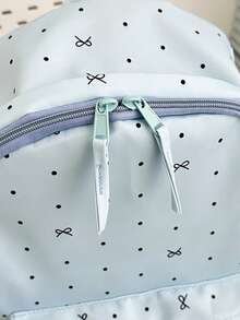 1 buah Tas Ransel Anak Perempuan Motif Polkadot Bahan Nilon dengan Resleting, Tas Sekolah Modis untuk Siswa, Cocok untuk Semua Musim dan Penggunaan Sehari-hari, Tanpa Aksesoris Liontin - A - View 8