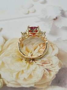 1件優雅奢華心形女款戒指，適合訂婚/婚禮/結婚，適合宴會/聚會/派對穿著，情人節禮物/結婚週年禮物，送女友禮物，節日禮物 - 金色 - 查看 5