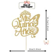 15th Birthday Cake Topper, "Happy 15th", 15th Birthday Party Decor - Gold Glitter, Back To School Valentine's Day - Multicolor - View 12