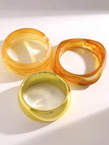 1/3pcs Minimalist Versatile Exaggerated Thick Colorful Resin Bangle Set, Stackable Bracelets, Simple High-End Style, Suitable For Daily Wear - Multicolor - View 4