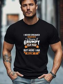 Camiseta de hombre de talla, relajada y casual, sencilla y limpia, con estampado gráfico del eslogan NUNCA PENSÉ QUE EN UN DÍA SERÍA ASÍ, de manga corta y cuello redondo, para verano. - Blanco - Ver 4