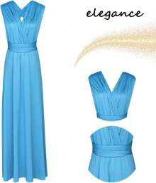 Vestido de Dama de Convertible para Mujer - Azul - Ver 8
