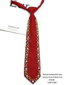 1 pieza Corbata con pedrería multicolor, accesorio para actuaciones en el escenario, corbata preanudada unisex - Multicolor - Ver 11